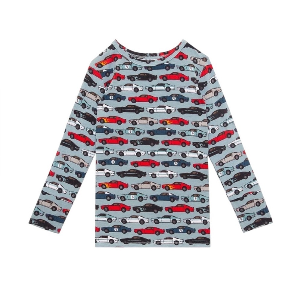 Posh Peanut NEW Kids Car Print Long Sleeve Shirt - Multicolor
